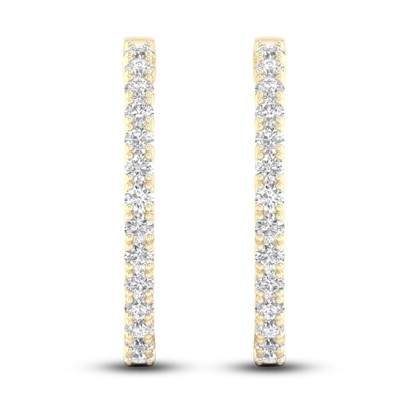 Main Image 1 of Lab-Grown Diamond Hoop Earrings 1-1/2 ct tw 14K Yellow Gold