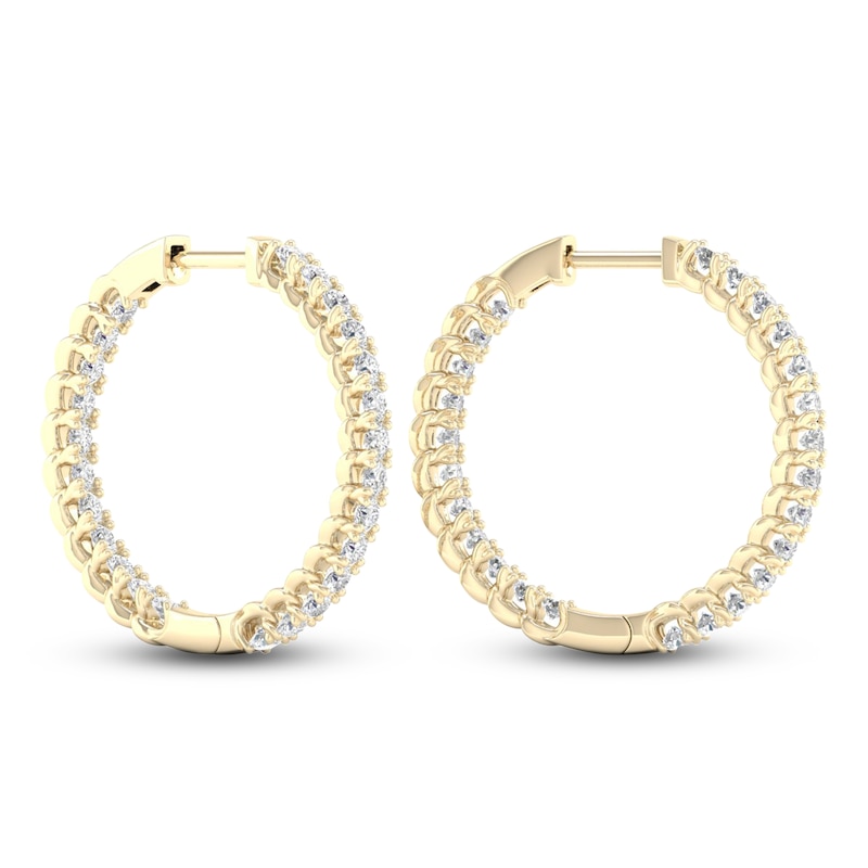 Main Image 2 of Lab-Grown Diamond Hoop Earrings 1-1/2 ct tw 14K Yellow Gold