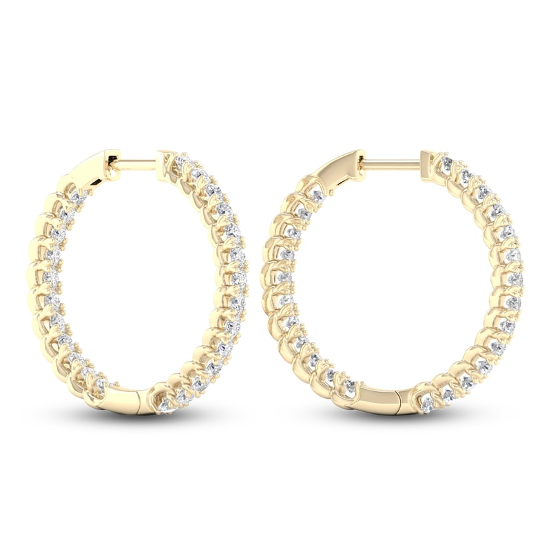 Lab-Created Diamond Hoop Earrings 1-1/2 ct tw 14K Yellow Gold