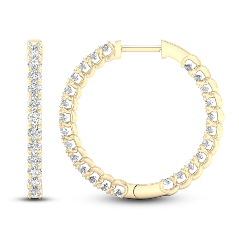 Lab-Created Diamond Hoop Earrings 1-1/2 ct tw 14K Yellow Gold