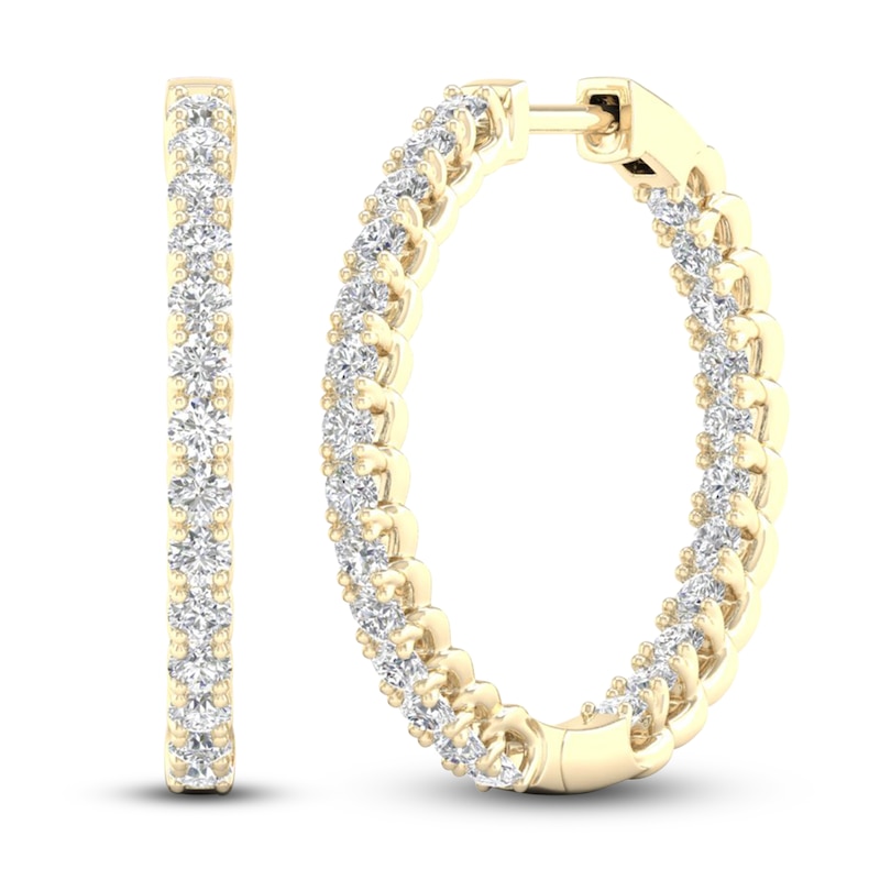 Lab-Created Diamond Hoop Earrings 1-1/2 ct tw 14K Yellow Gold