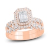Thumbnail Image 0 of Baguette & Round-Cut Diamond Double Halo Bridal Set 7/8 ct tw 14K Rose Gold