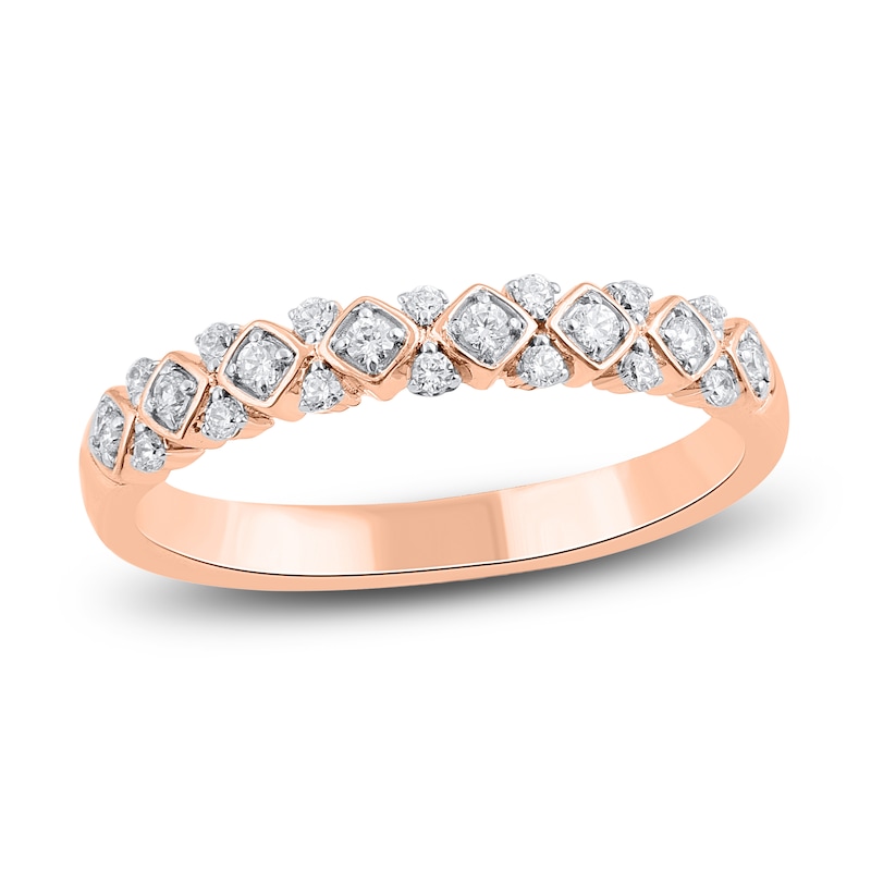 Main Image 3 of Baguette & Round-Cut Diamond Double Halo Bridal Set 7/8 ct tw 14K Rose Gold