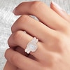 Thumbnail Image 3 of Baguette & Round-Cut Diamond Double Halo Bridal Set 7/8 ct tw 14K Rose Gold