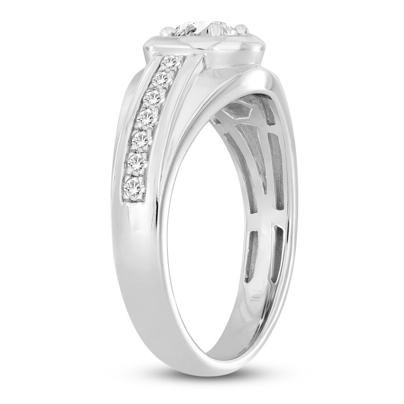 Main Image 2 of Men's Lab-Grown Diamond Ring 3/4 ct tw Round 14K White Gold