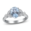 Thumbnail Image 0 of Oval-Cut Natural Aquamarine & Diamond Milgrain Engagement Ring 1/4 ct tw 14K White Gold