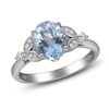 Thumbnail Image 1 of Oval-Cut Natural Aquamarine & Diamond Milgrain Engagement Ring 1/4 ct tw 14K White Gold