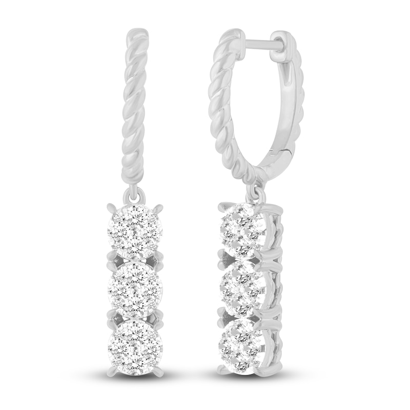 Diamond Huggie/Dangle Earrings 1 ct tw 14K White Gold