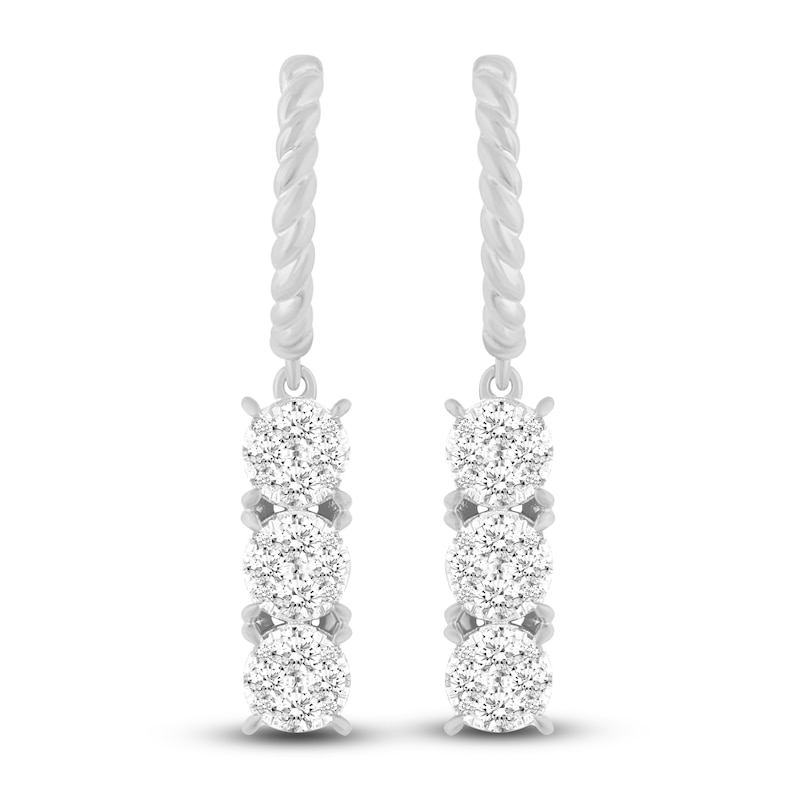 Main Image 3 of Diamond Huggie/Dangle Earrings 1 ct tw 14K White Gold