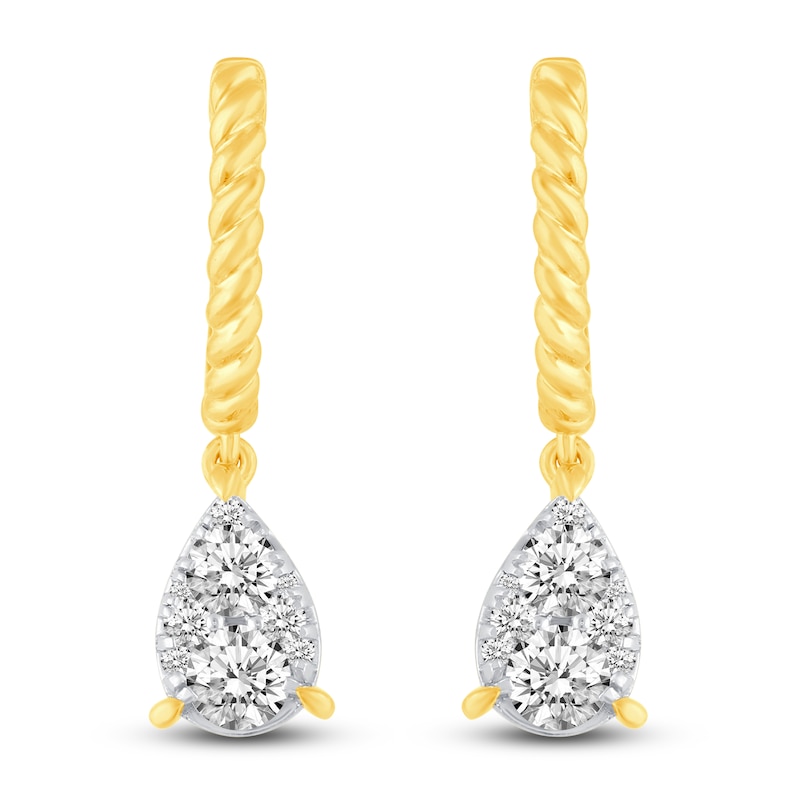 Main Image 3 of Diamond Huggie Dangle Earrings 1 ct tw 14K Yellow Gold