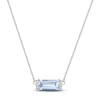 Thumbnail Image 0 of Baguette-Cut Natural Aquamarine & Diamond Necklace 1/20 ct tw 14K White Gold 18"