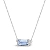 Thumbnail Image 2 of Baguette-Cut Natural Aquamarine & Diamond Necklace 1/20 ct tw 14K White Gold 18"