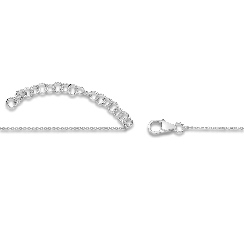 Main Image 3 of Baguette-Cut Natural Aquamarine & Diamond Necklace 1/20 ct tw 14K White Gold 18"