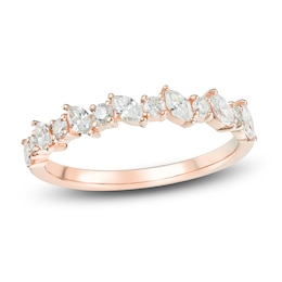 Marquise & Round-Cut Diamond Anniversary Band 1/2 ct tw 14K Rose Gold