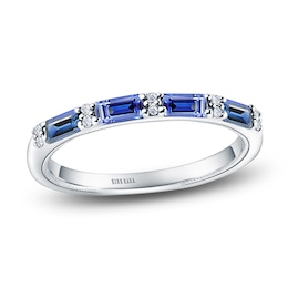 Kirk Kara Natural Blue Sapphire & Diamond Wedding Band 1/20 ct tw 18K White Gold