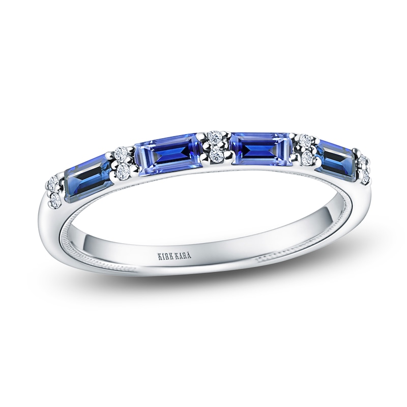 Kirk Kara Natural Blue Sapphire & Diamond Wedding Band 1/20 ct tw 18K White Gold