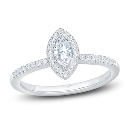 Brilliant Moments Marquise-Cut Halo Engagement Ring 1/2 ct tw 14K White Gold