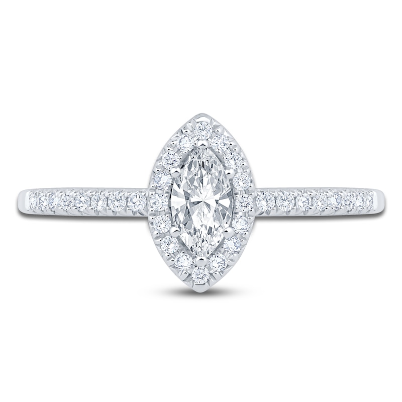 Brilliant Moments Marquise-Cut Halo Engagement Ring 1/2 ct tw 14K White Gold