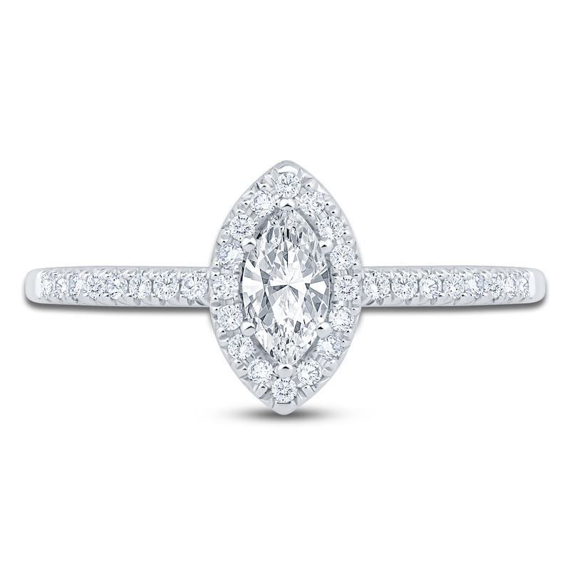 Main Image 3 of Brilliant Moments Marquise-Cut Halo Engagement Ring 1/2 ct tw 14K White Gold