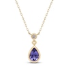 Thumbnail Image 1 of Pear-Shaped Natural Tanzanite & Diamond Bezel Necklace 1/15 ct tw 10K Yellow Gold 18"