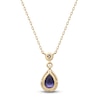 Thumbnail Image 3 of Pear-Shaped Natural Tanzanite & Diamond Bezel Necklace 1/15 ct tw 10K Yellow Gold 18"