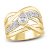 Thumbnail Image 0 of Pear-Shaped Diamond Multi-Row Crossover Anniversary Ring 3/4 ct tw 14K Yellow Gold