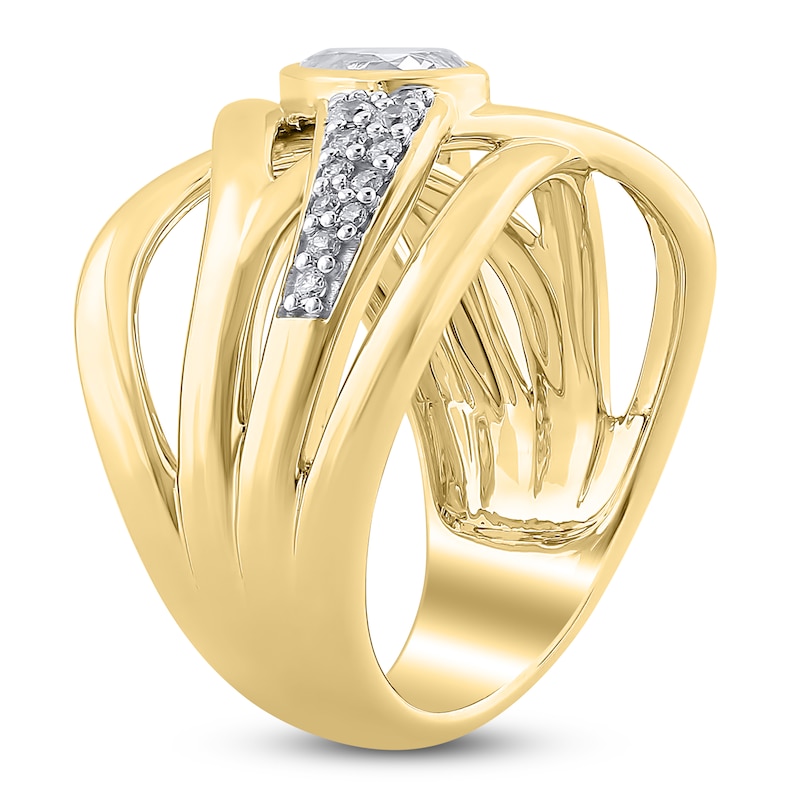 Main Image 2 of Pear-Shaped Diamond Multi-Row Crossover Anniversary Ring 3/4 ct tw 14K Yellow Gold