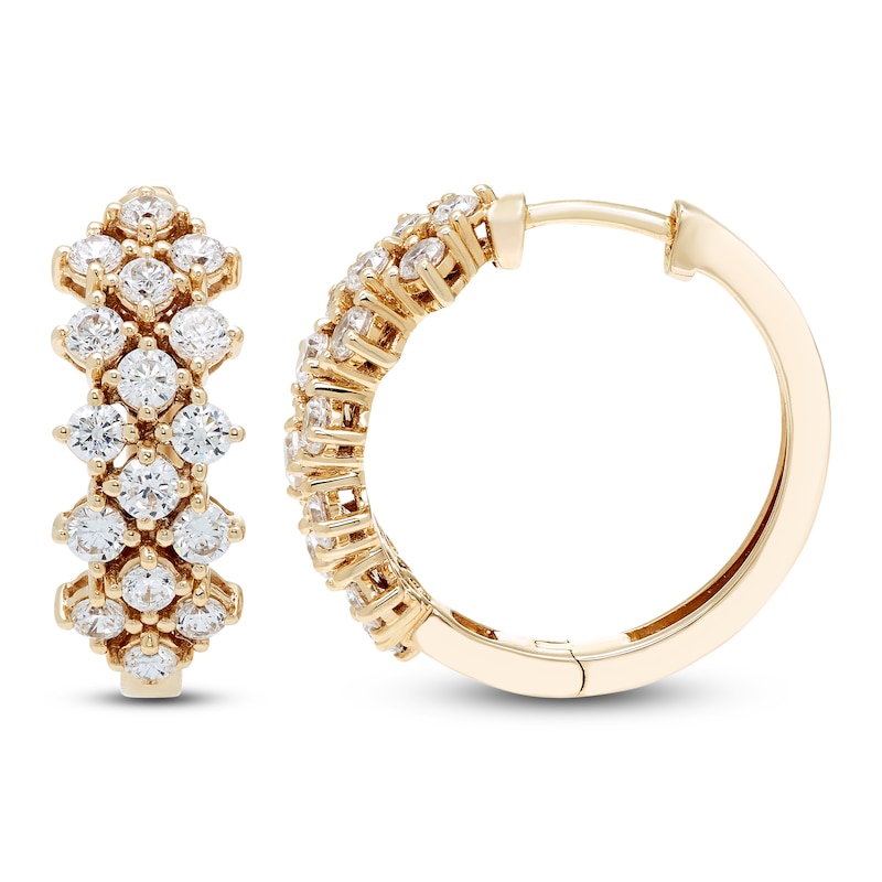 Main Image 1 of Brilliant Moments Diamond Fancy Hoop Earrings 2 ct tw 14K Yellow Gold