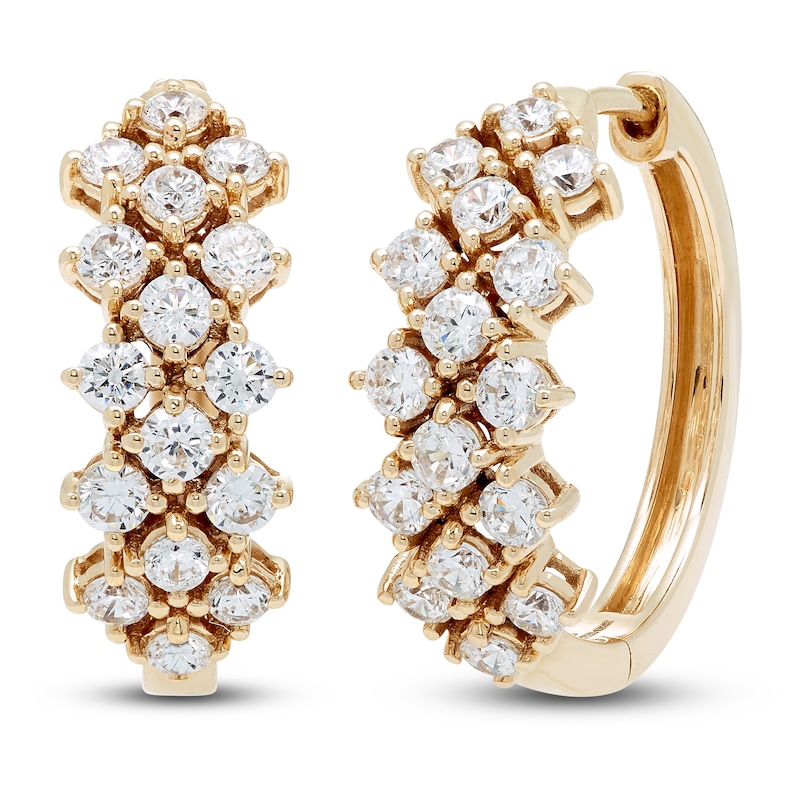 Main Image 2 of Brilliant Moments Diamond Fancy Hoop Earrings 2 ct tw 14K Yellow Gold