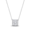 Thumbnail Image 1 of Princess-Cut Lab-Grown Diamond Bezel-Set Solitaire Necklace 1 ct tw 18K White Gold 18" (F/VS2)