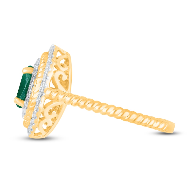Main Image 6 of Kallati Oval-Cut Natural Emerald & Diamond Ring 1/3 ct tw 14K Yellow Gold