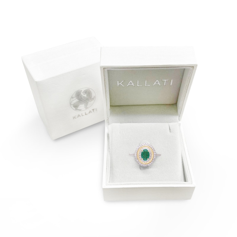 Kallati Oval-Cut Natural Emerald & Diamond Ring 1/3 ct tw 14K Yellow Gold