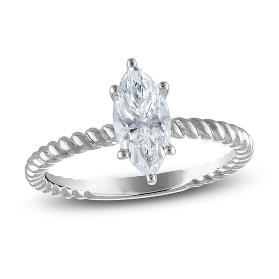 Jared The Galleria Of Jewelry Certified Marquise-Cut Diamond Solitaire Rope Twist Engagement Ring 1 Ct Tw 14K White Gold (I/I1)