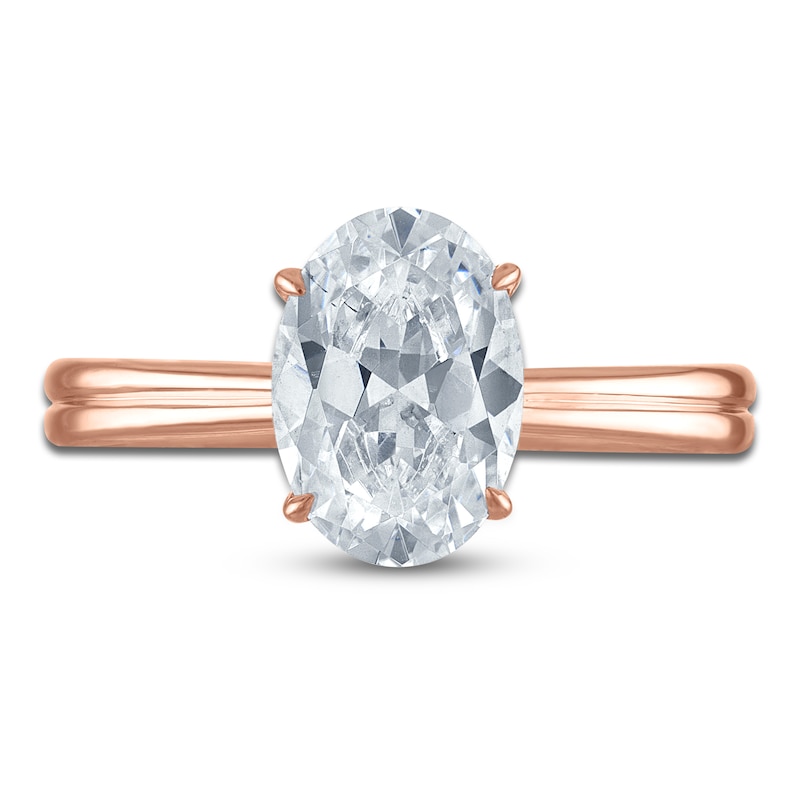 Main Image 3 of Certified Oval-Cut Diamond Solitaire Engagement Ring 1-1/2 ct tw 14K Rose Gold (I/I1)