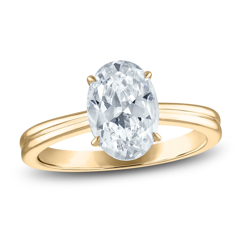 Main Image 1 of Certified Oval-Cut Diamond Solitaire Engagement Ring 1-1/2 ct tw 14K Yellow Gold (I/I1)