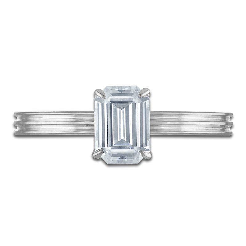 Main Image 3 of Certified Emerald-Cut Diamond Solitaire Engagement Ring 1 ct tw 14K White Gold (I/I1)