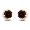 Thumbnail Image 1 of Natural Garnet & Diamond Stud Earrings 1/10 ct tw 10K Yellow Gold