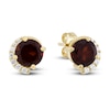 Thumbnail Image 2 of Natural Garnet & Diamond Stud Earrings 1/10 ct tw 10K Yellow Gold