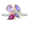 Thumbnail Image 3 of Natural Amethyst, Light Amethyst, Rhodolite Garnet & Diamond Multi-Shape Cluster Ring 1/6 ct tw 14K Yellow Gold