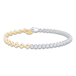 Diamond Tennis & Open Link Bracelet 1-1/2 ct tw 14K Two-Tone Gold 7"