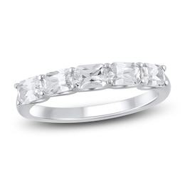 Lab-Grown Radiant-Cut Diamond Anniversary Ring 1 ct tw 14K White Gold