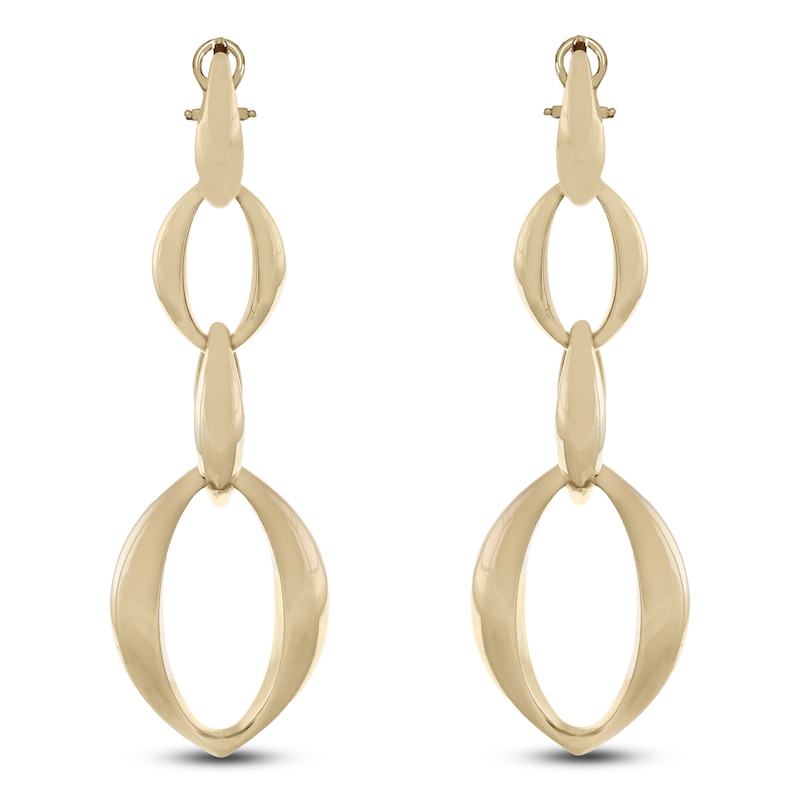 Main Image 1 of Italia D'Oro Oval Link Drop Earrings 14K Yellow Gold