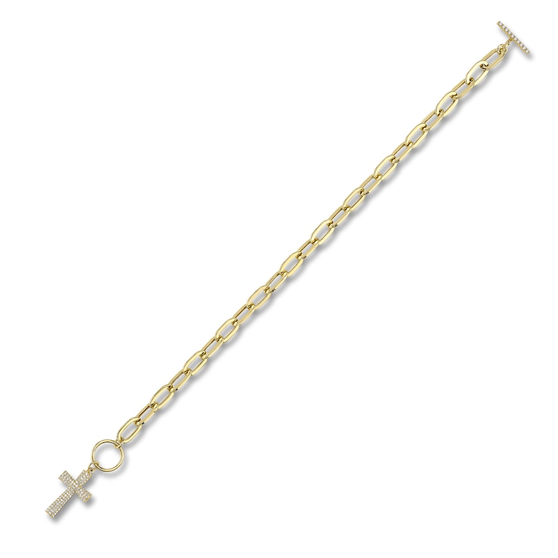 Main Image 2 of Shy Creation Diamond Cross Toggle Bracelet 1/3 ct tw 14K Yellow Gold 7.5" JR55011956Z7.5