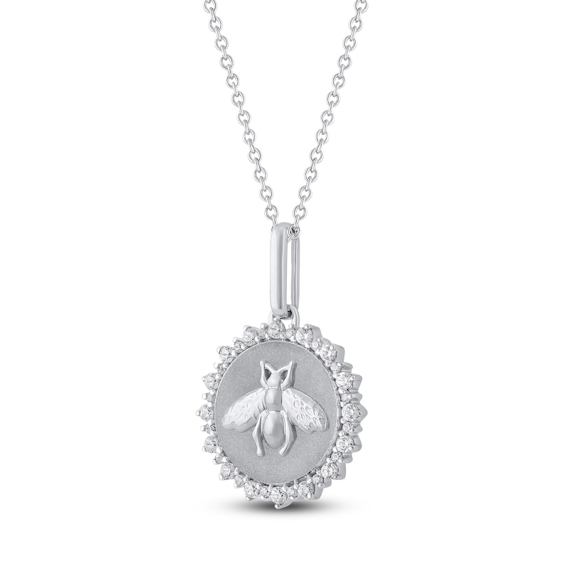 Main Image 2 of Diamond Bee Medallion Necklace 1/4 ct tw Sterling Silver 18"
