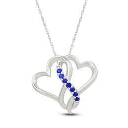 Blue Lab-Created Sapphire Twisted Hearts Infinity Necklace Sterling Silver 18"