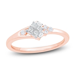 Princess-Cut Quad Diamond Promise Ring 1/5 ct tw 10K Rose Gold