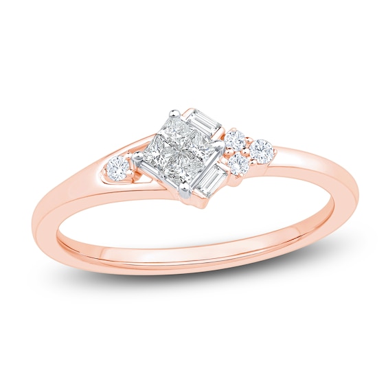 Princess-Cut Quad Diamond Promise Ring 1/5 ct tw 10K Rose Gold
