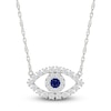 Thumbnail Image 1 of Blue & White Lab-Created Sapphire Evil Eye Necklace Sterling Silver 18"