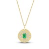 Thumbnail Image 1 of Natural Octagon-Cut Emerald & Diamond Pendant Necklace 1/3 ct tw 14K Yellow Gold