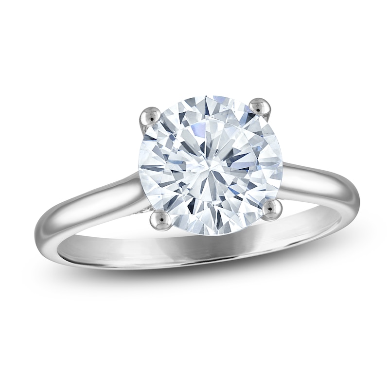 Main Image 1 of Round-Cut Lab-Grown Diamond Solitaire Plus Engagement Ring 2-1/2 ct tw Platinum (VS2/F)